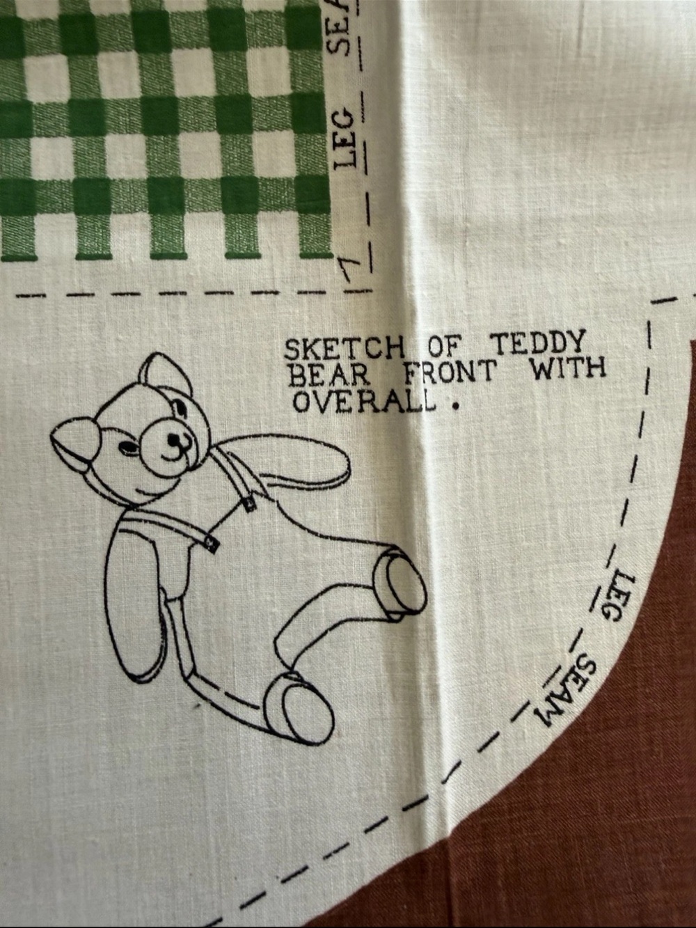 Vintage 1970s Cut & Sew Teddy Bear Toy Pillow Cotton w/Directions Handmade - Picture 6 of 9